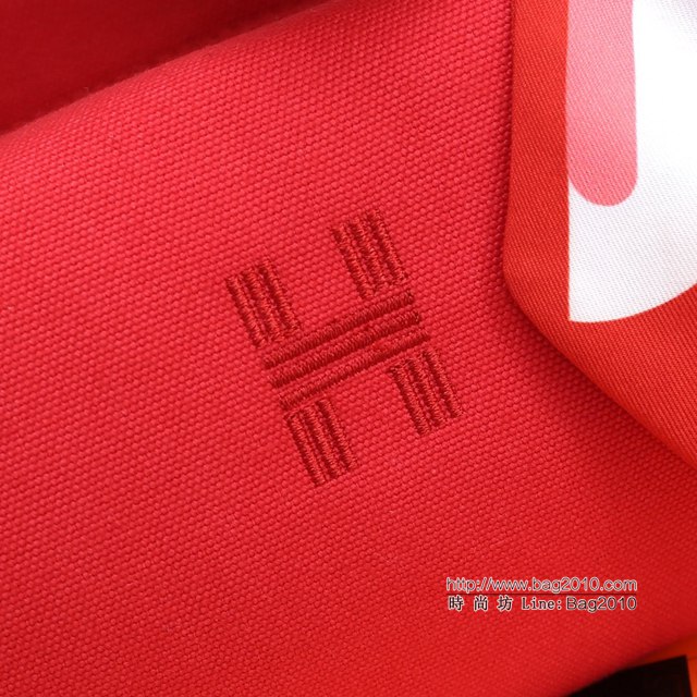 Hermes女包 愛馬仕飯盒包 Trousse Bride-A-Brace Hermes帆布便當包 橙紅  tdh2160